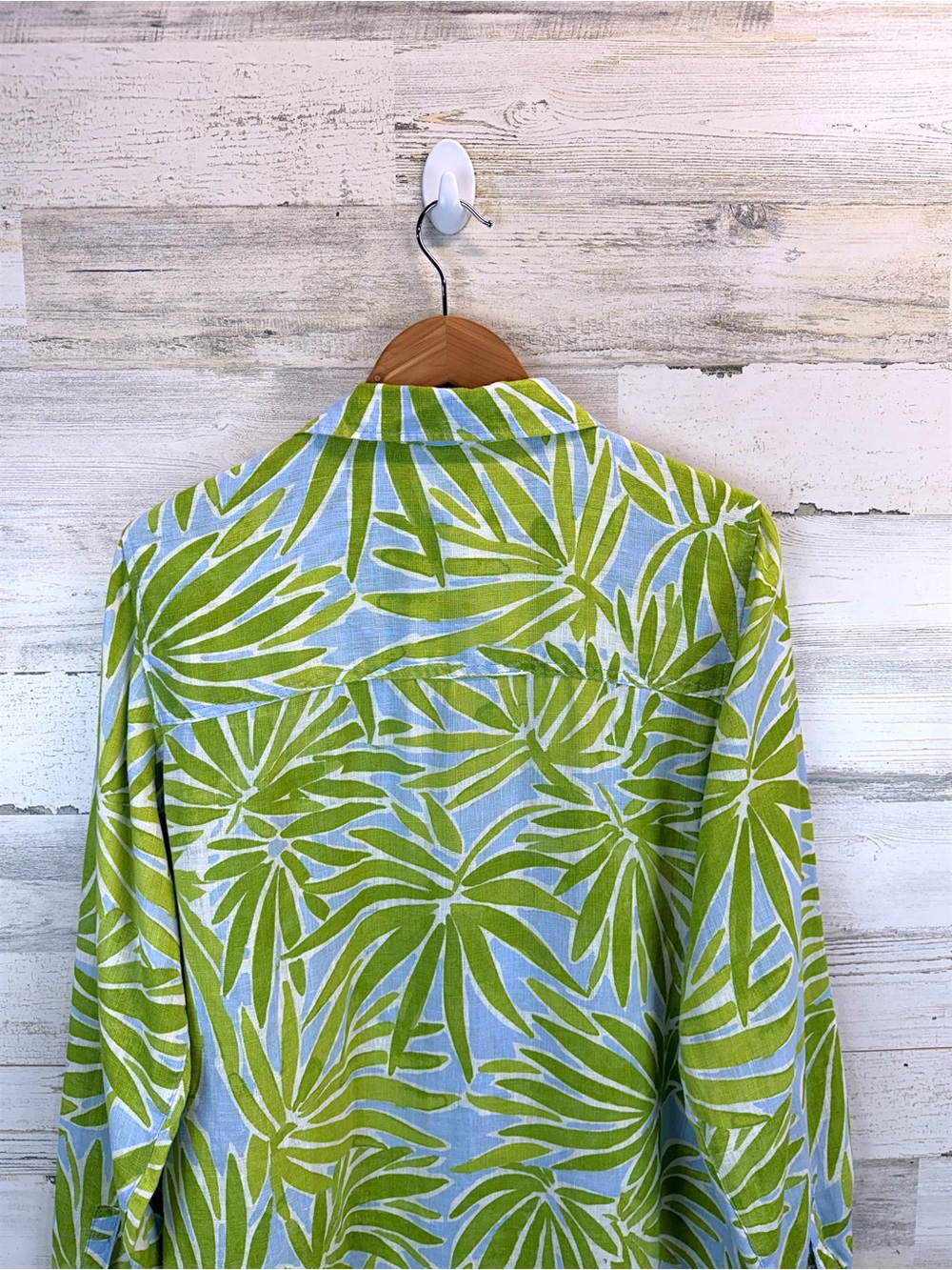Sigrid Olsen 100% Linen Tropical Palm Print Button Front Shirt Large - Picture 8 of 12